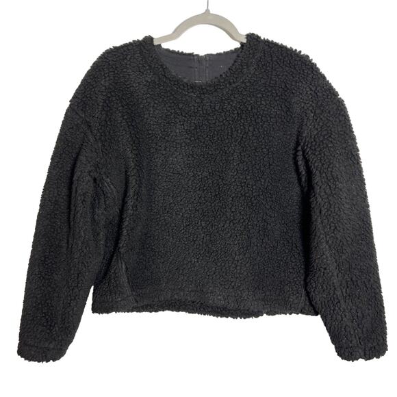Lululemon Wool Whenever Crew SIZE 6 Black Sherpa Fleece Boxy Pullover Top - Picture 3 of 13